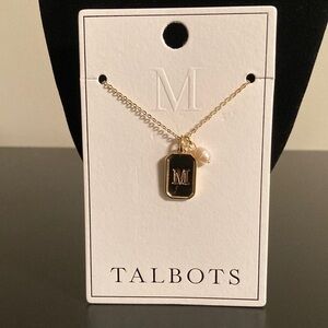 Talbots “M” Gold Pendant Necklace with Initial Charm